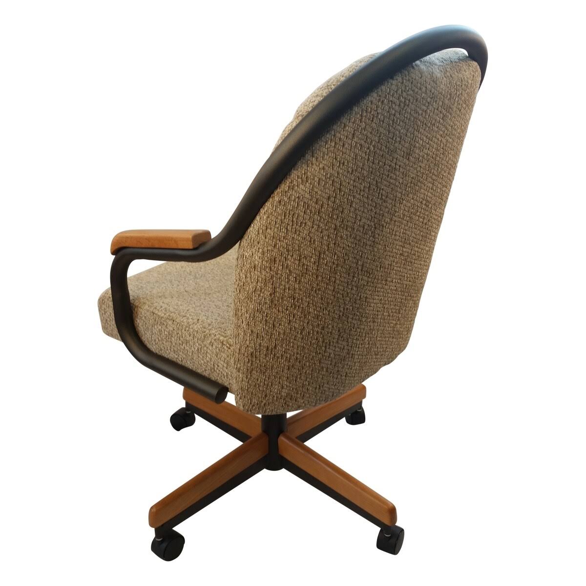Swivel Tilt Caster Arm Chair in Wheat Tweed Fabric I905815