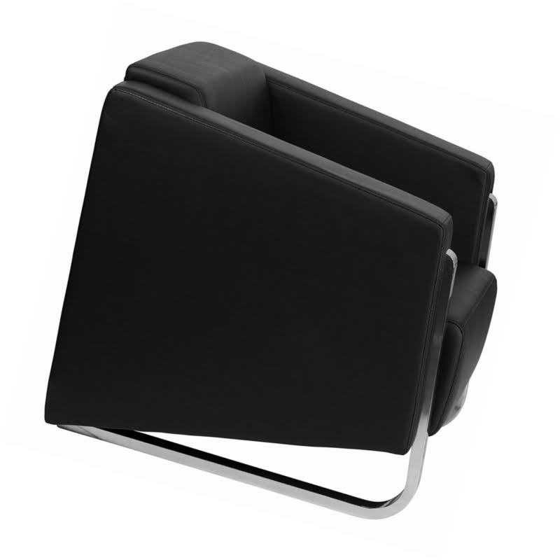 Black Leather Chair with Stainless Steel Frame I22831