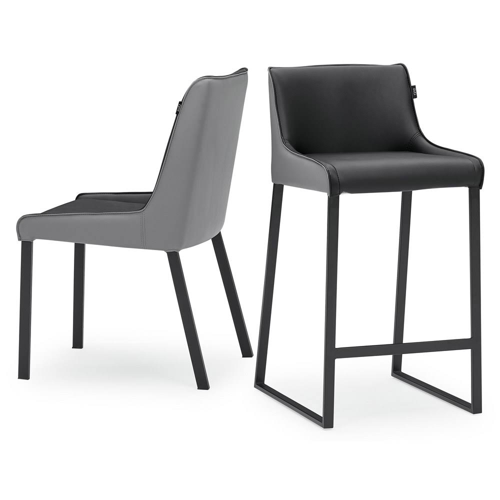 Black and Dark Gray Leatherette Counter Stool K90788