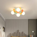 Colorful Macaron Globe Semi Flush Mount Light with Milk White Glass Shade F538665