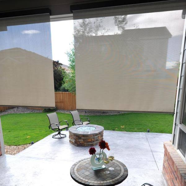 Cordless Motorized PVC Exterior Roller Shade 48 in. W x 96 in. L L51329
