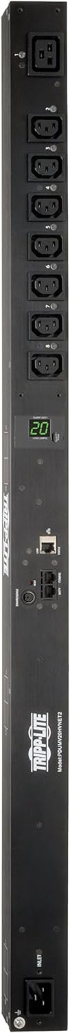 Metered PDU, 20A, 38 Outlets, 200-240V, 10 ft. Cord, 0U Vertical Rack-Mount Power R53996