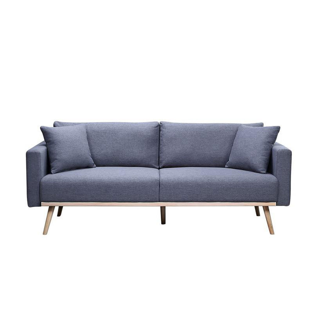 Dark Gray Linen Fabric Sofa Loveseat Set with USB Ports X934504