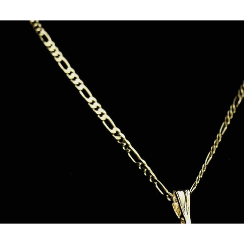 14K Bonded Gold Figaro Chain Necklace with Thai Elephant Charm O6241