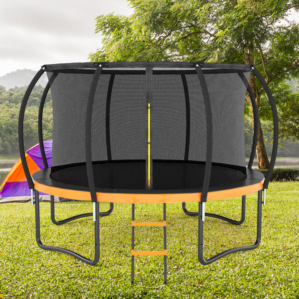 12 FT Outdoor Trampoline with Safety Fence Net, Ladder, PVC Spring Cover Pad B230