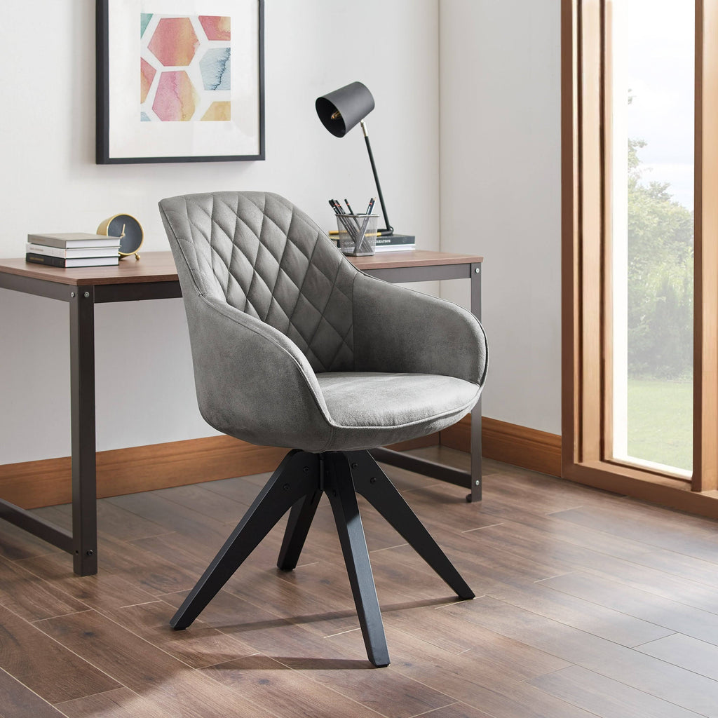 Blue Fabric Swivel Office Accent Arm Chair with Wood Legs K31044