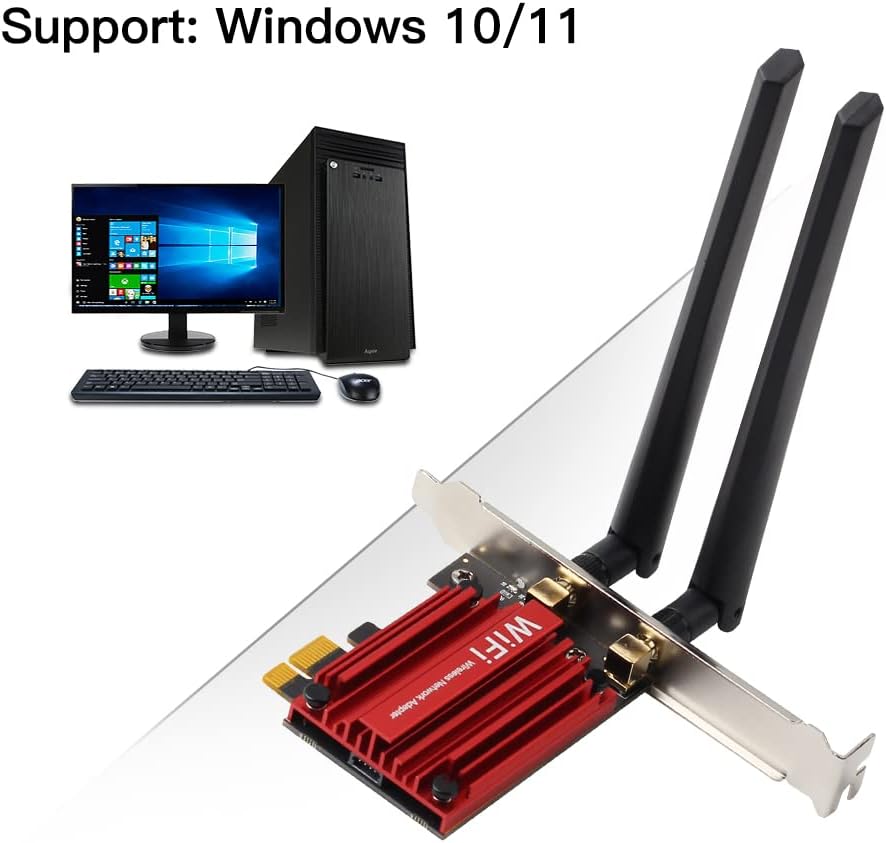 WiFi 6E PCI-E Tri-Band Wireless Adapter 5400Mbps 802.11AX 160MHZ PCIe Network Card Pack of 2 Q1316
