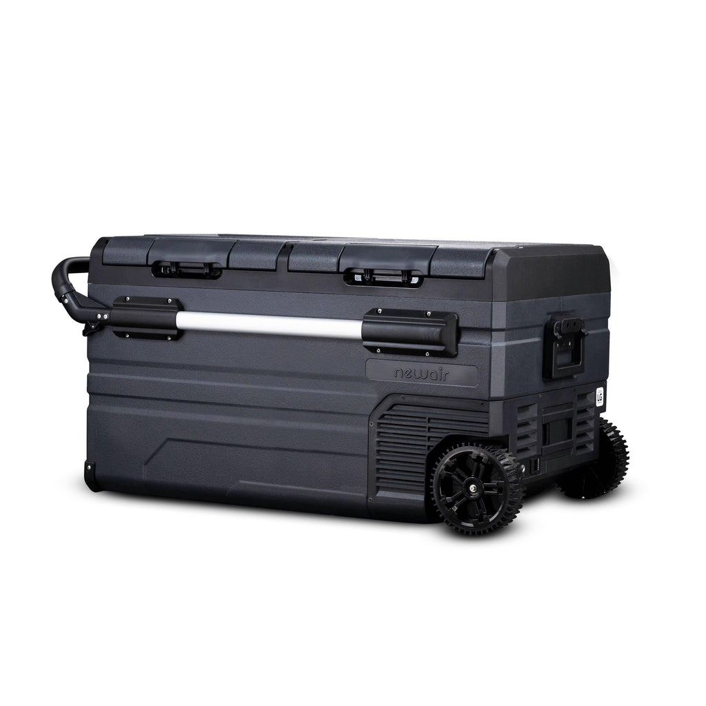 Portable 80 qt. Electric Car Camping Cooler with Dual Zone Fridge and Freezer Storage - Black F4201