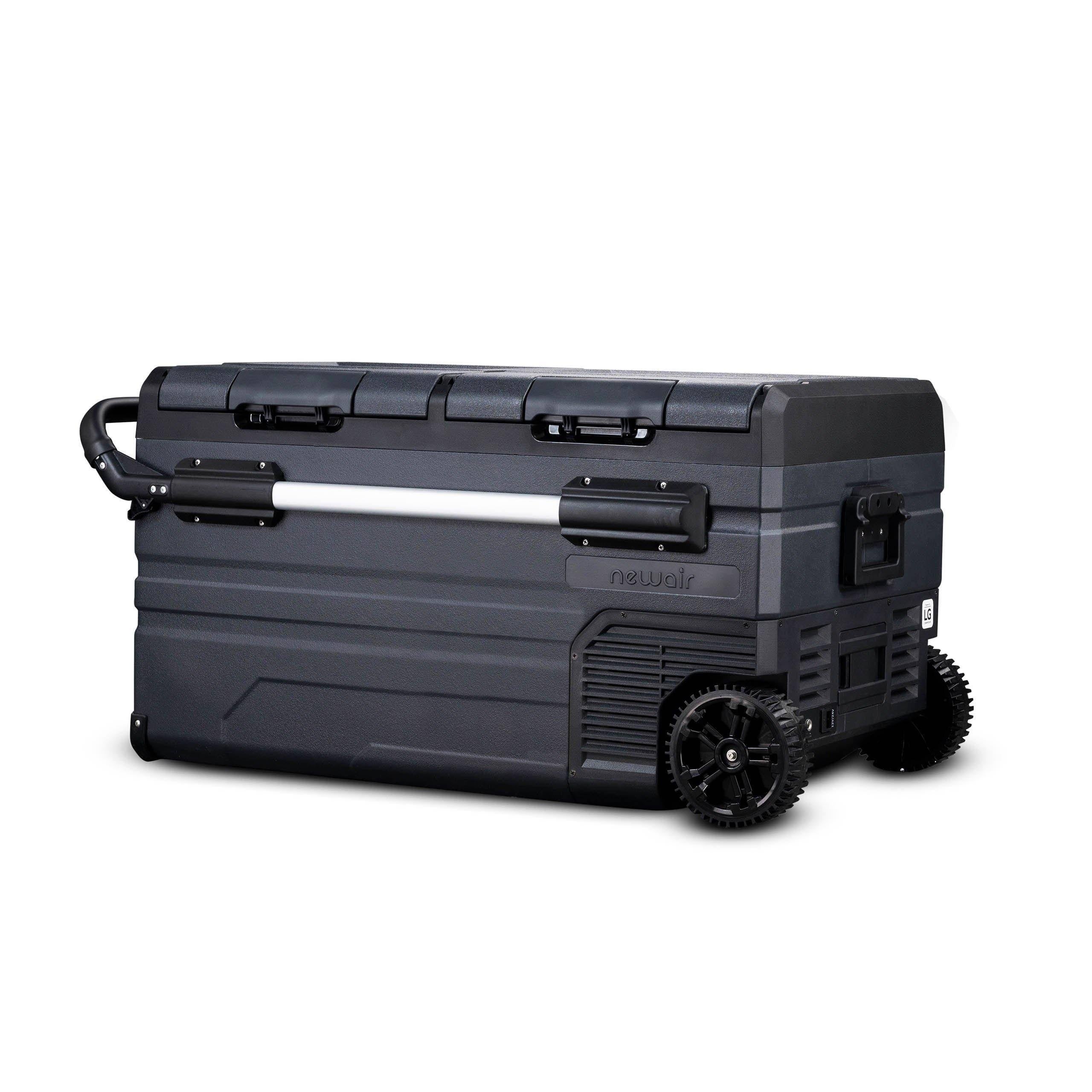 Portable 80 qt. Electric Car Camping Cooler with Dual Zone Fridge and Freezer Storage - Black F4201