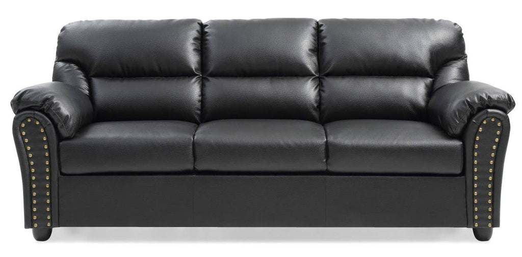 Black Faux Leather Sofa P7770