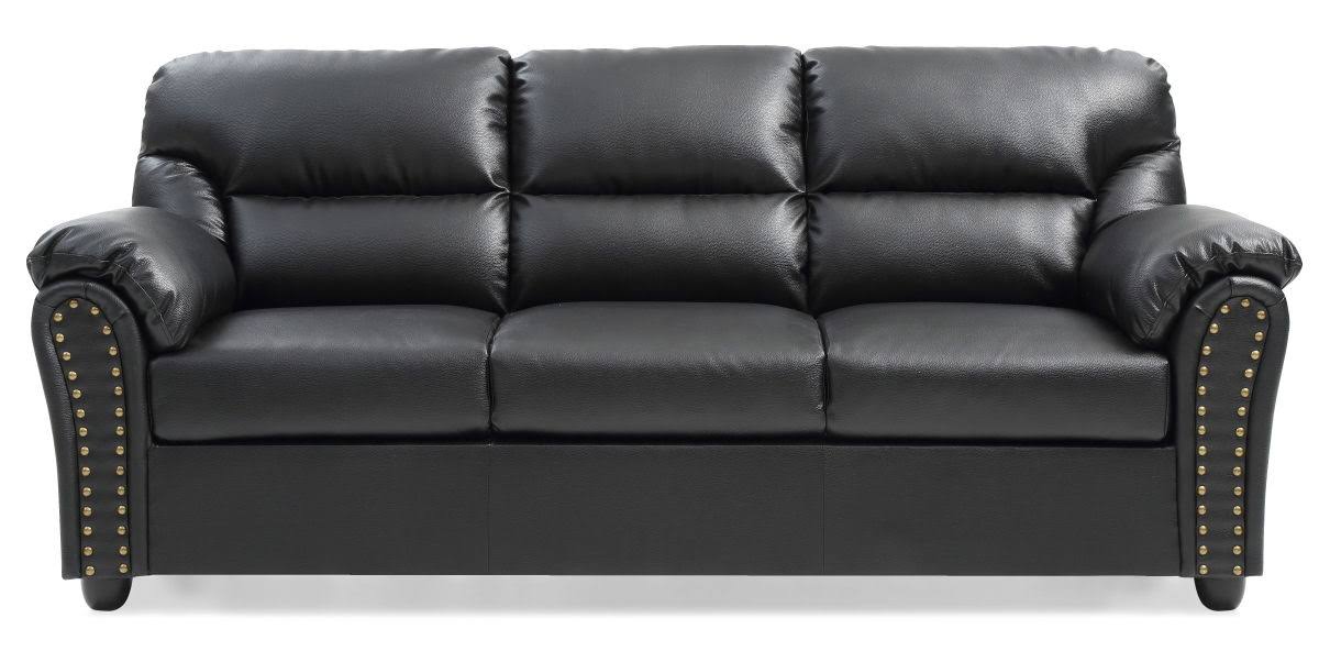 Black Faux Leather Sofa P7770