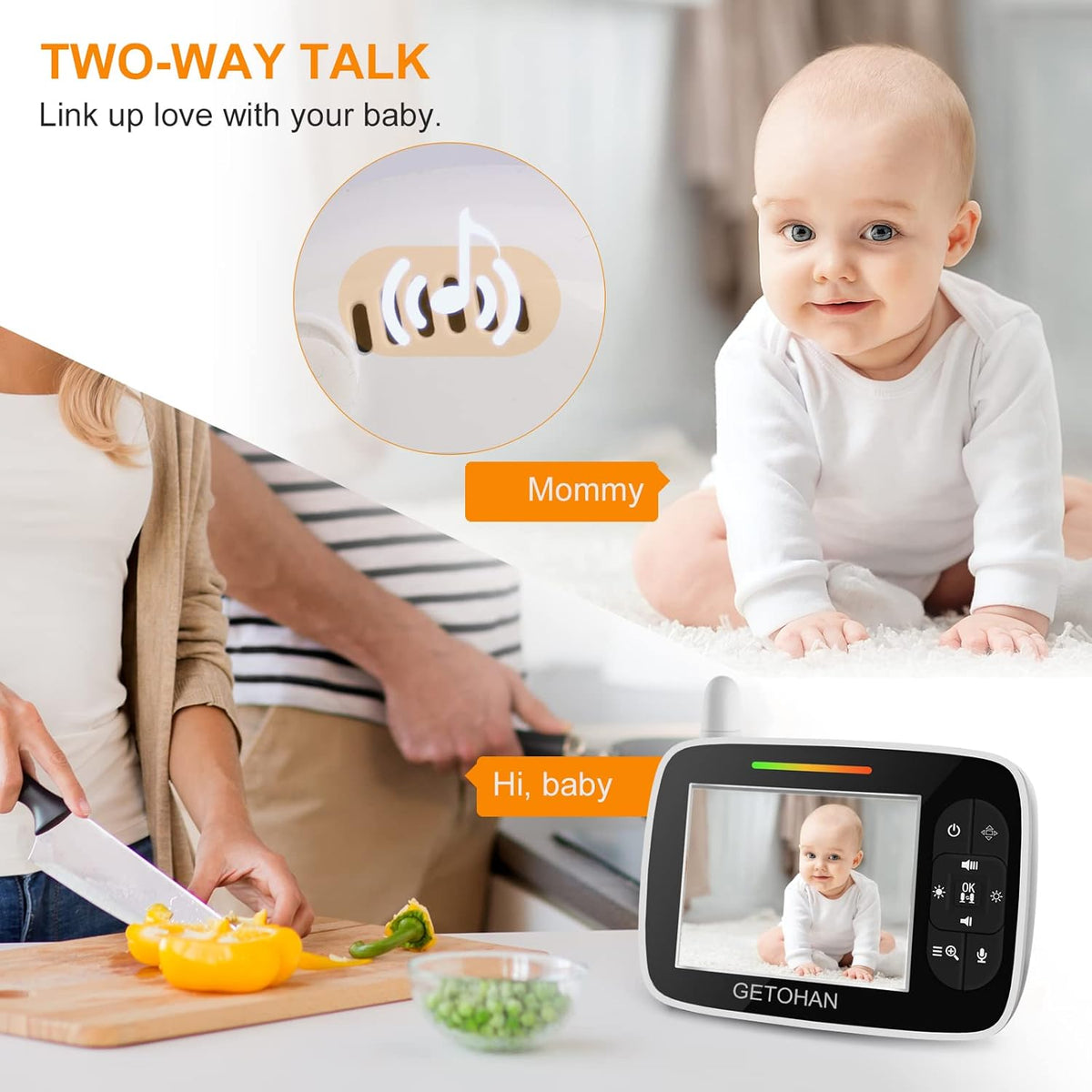 Video Baby Monitor with Camera and Audio, Night Vision, 2-Way Talk, Pack of 2 Z553