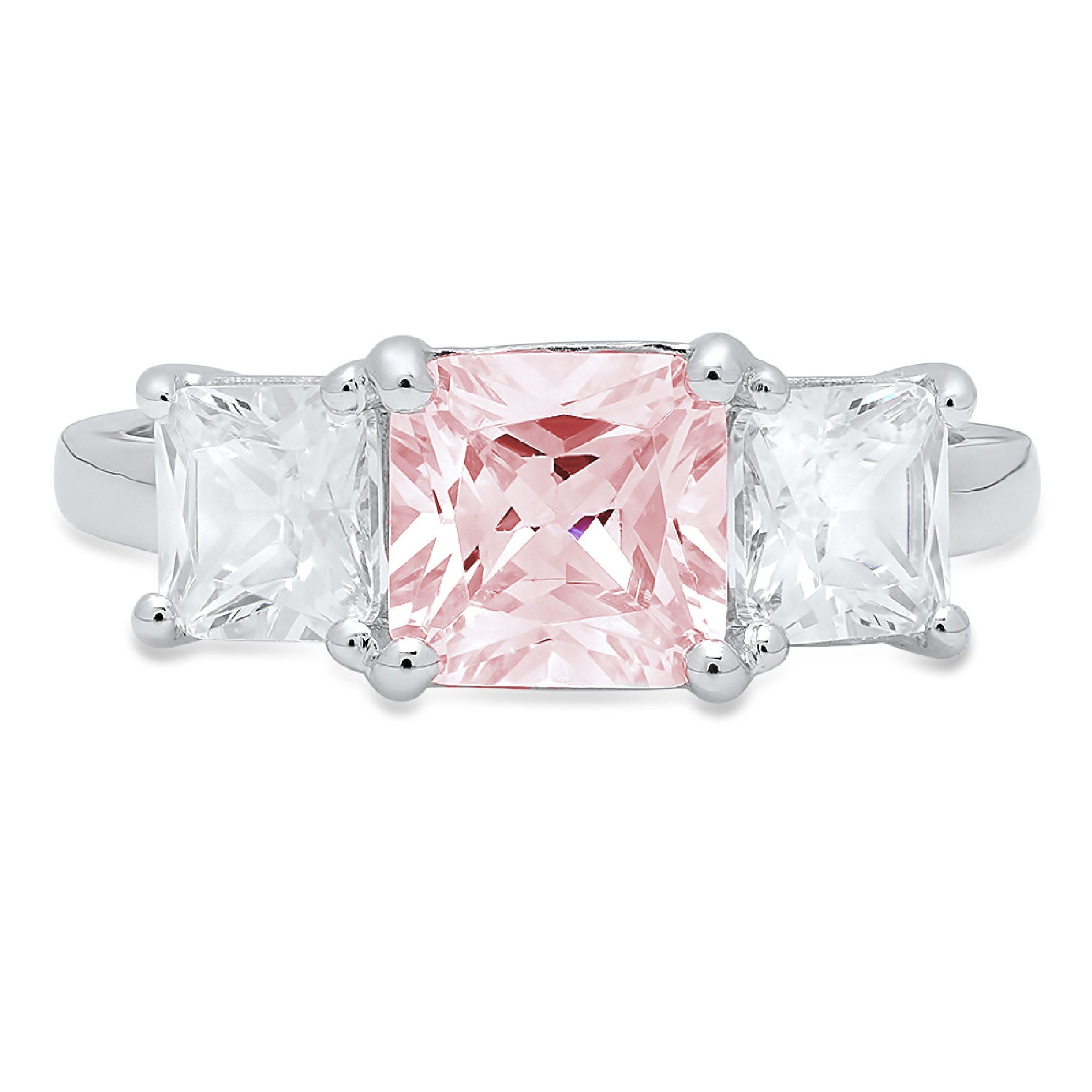 Pink Simulated Diamond 3 Stone Ring N346128