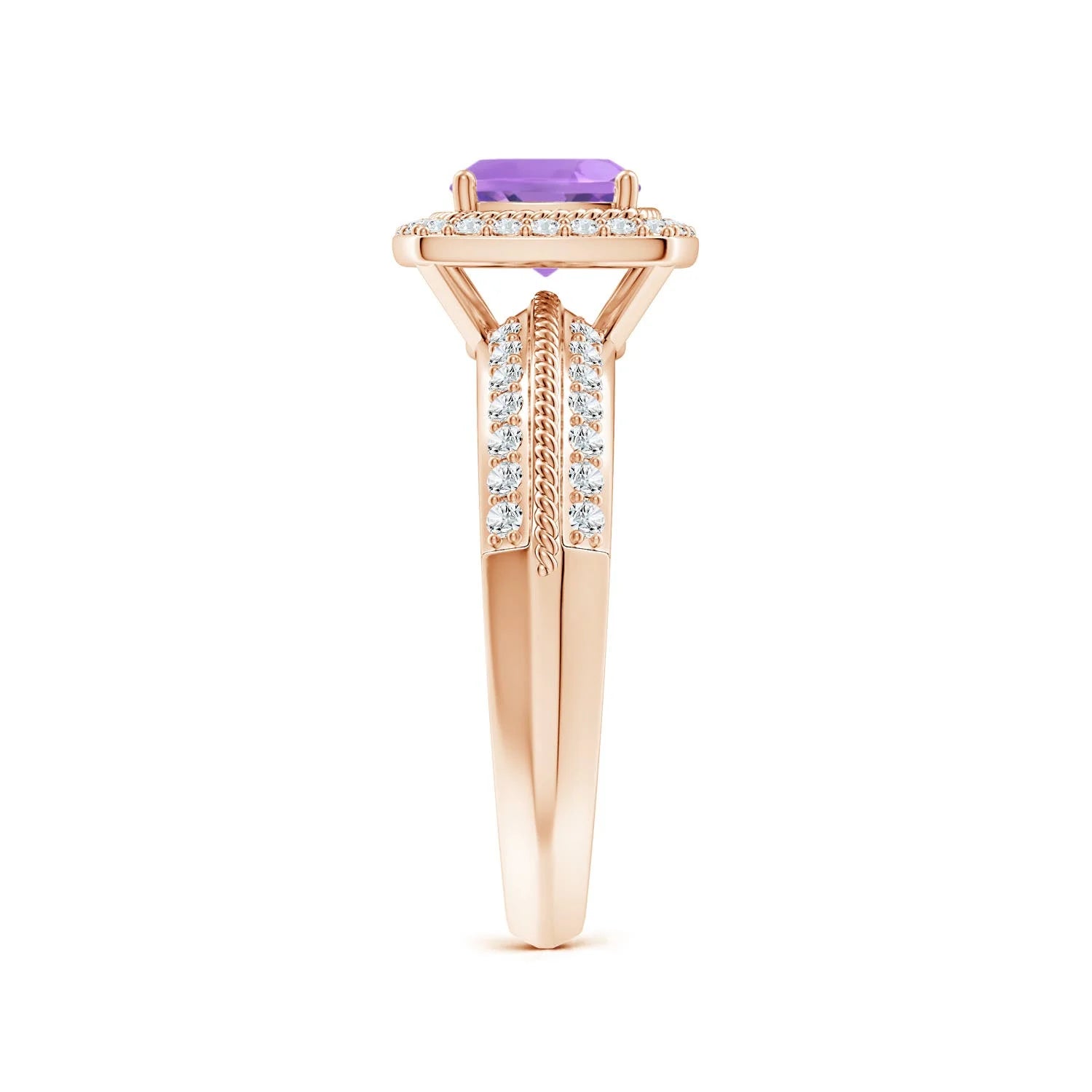 Amethyst with Diamond Halo Ring in 14K Rose Gold D278422