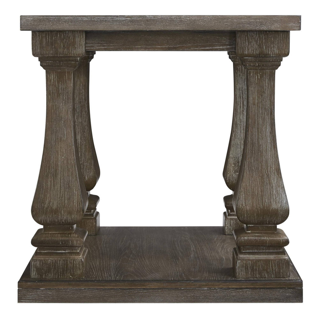 White and Brown End Table with Open Shelf H9804