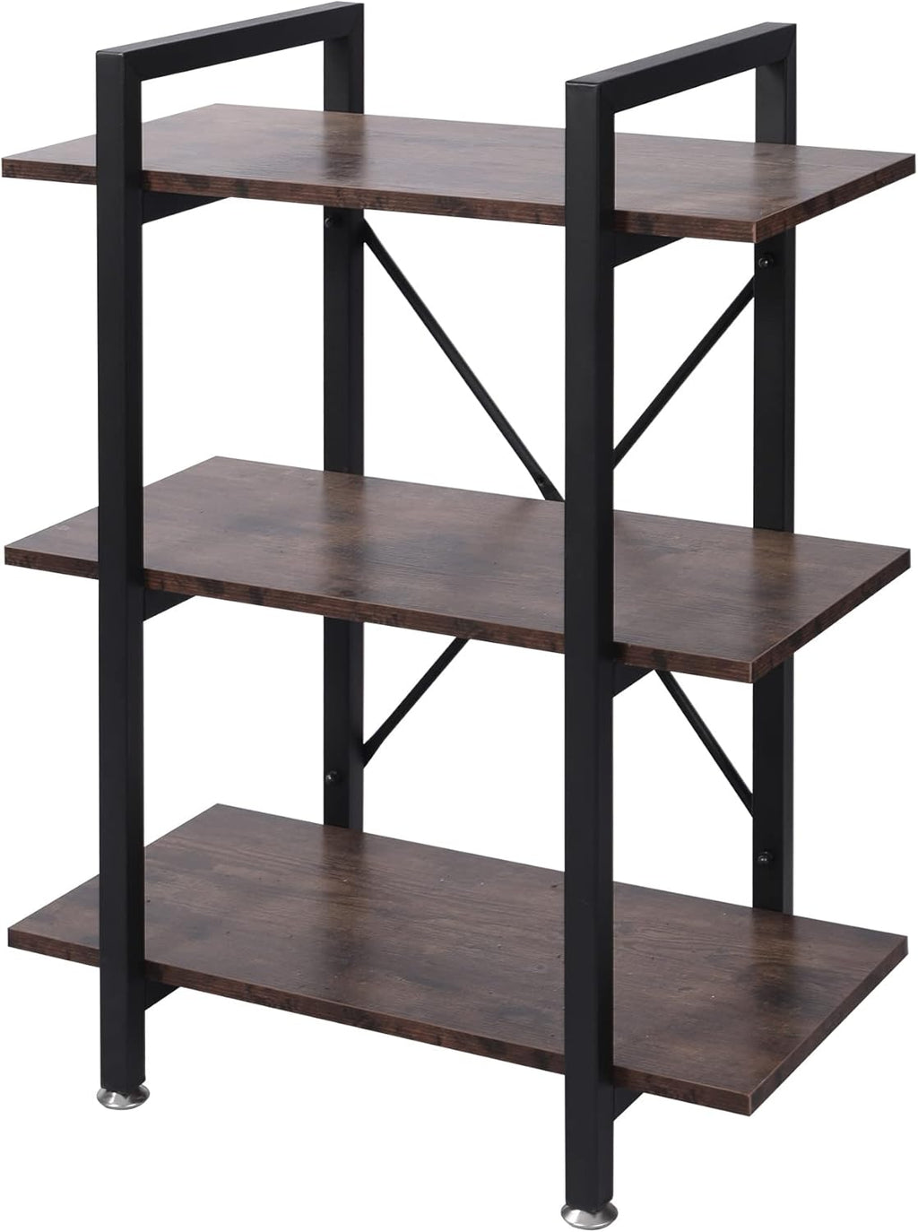 3-Shelf Vintage Wood and Metal Bookcase W2547