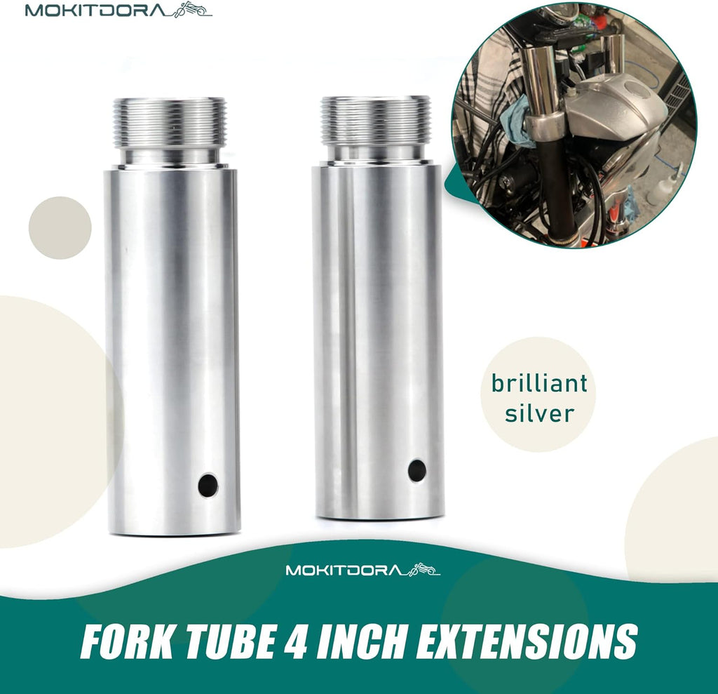 Fork Tube 4 inch Extensions 39mm Silver Pack of 2 Y5207