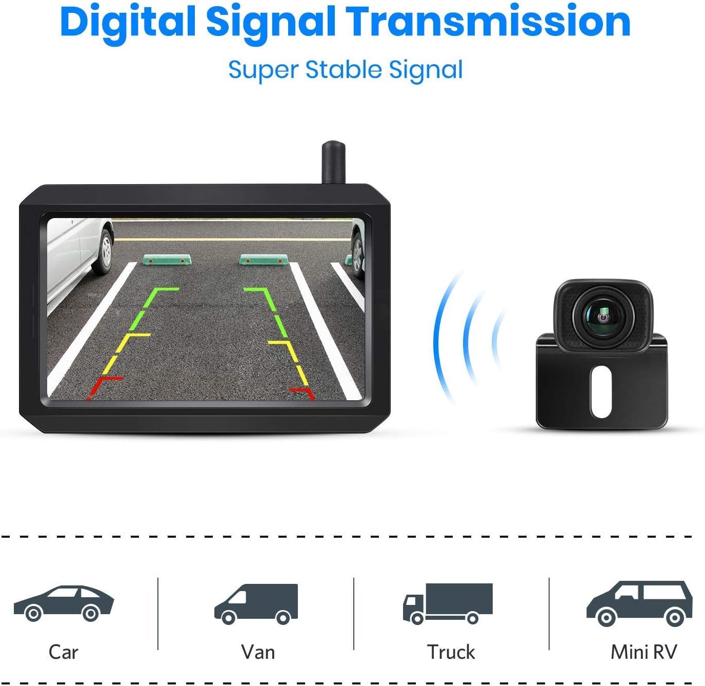 720P Digital Wireless Backup Camera with 2 Cameras and 5 TFT Monitor M2540