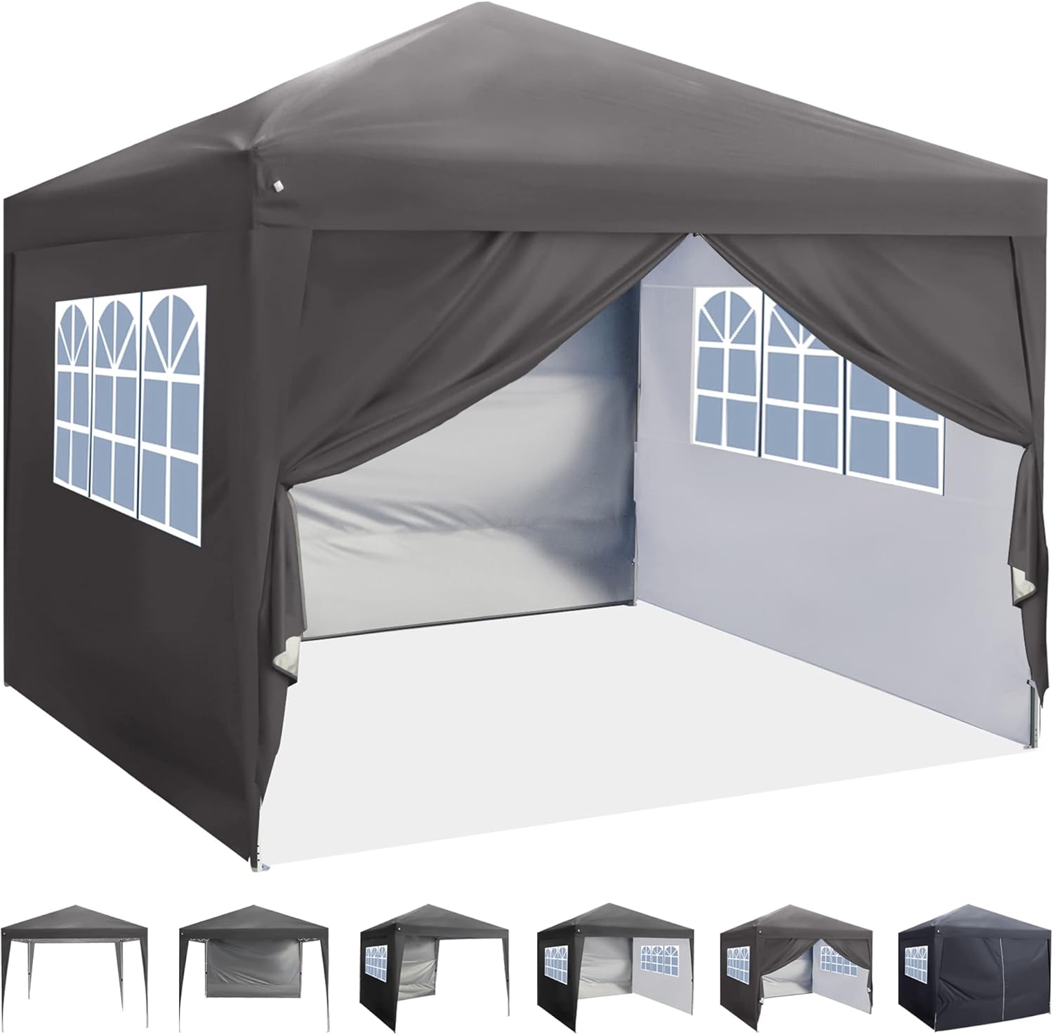 10'x10' Pop Up Canopy with Sidewalls, Adjustable Leg Heights, Windows, Wheeled Carry Bag, Stakes and Ropes, Royal Blue G71642