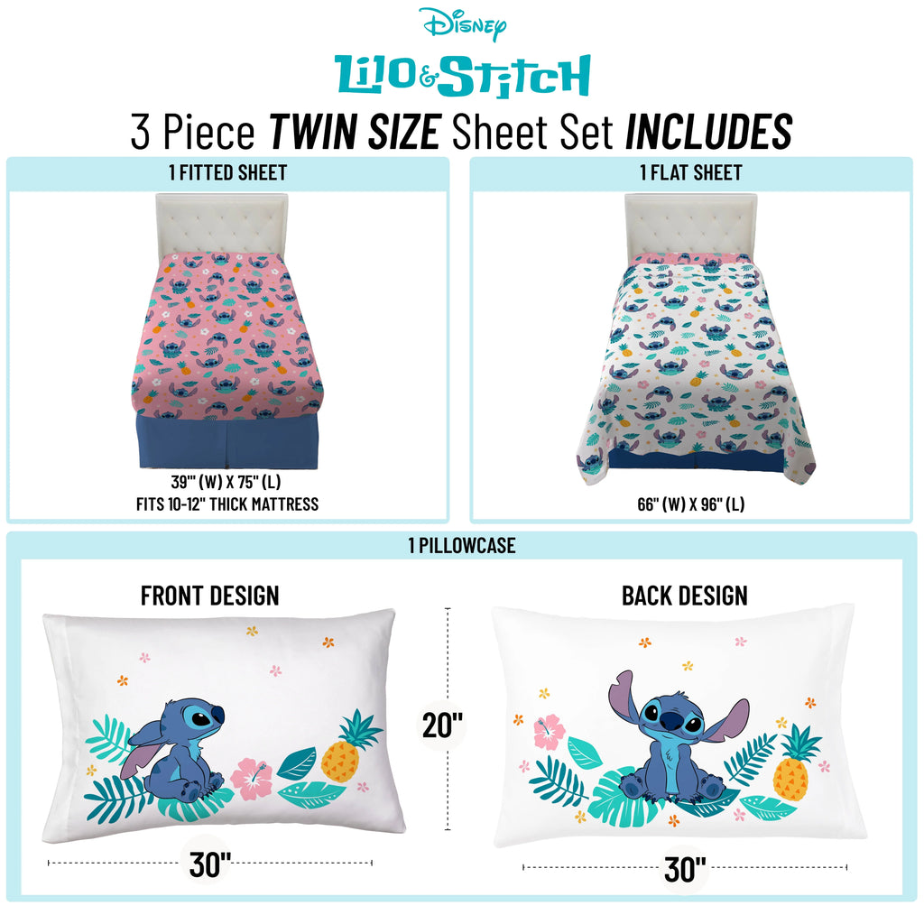 Pink Microfiber Kids 3-Piece Twin Sheet Set E492605