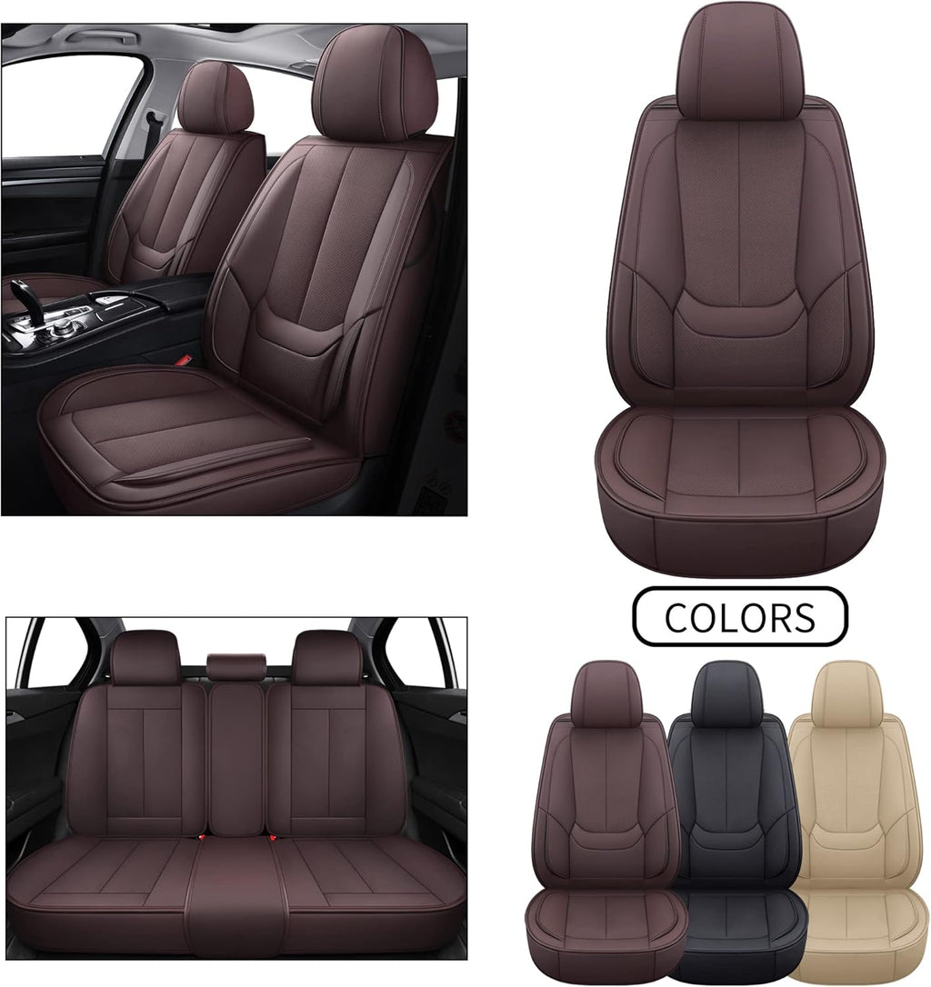 Beige Waterproof Faux Leather Full Set Auto Seat Cover U757