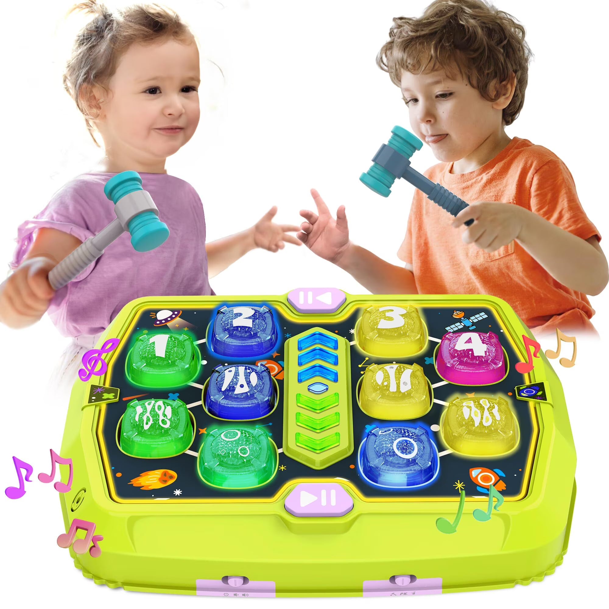 Green Interactive Whack a Mole Game with 2 Soft Hammers R8534