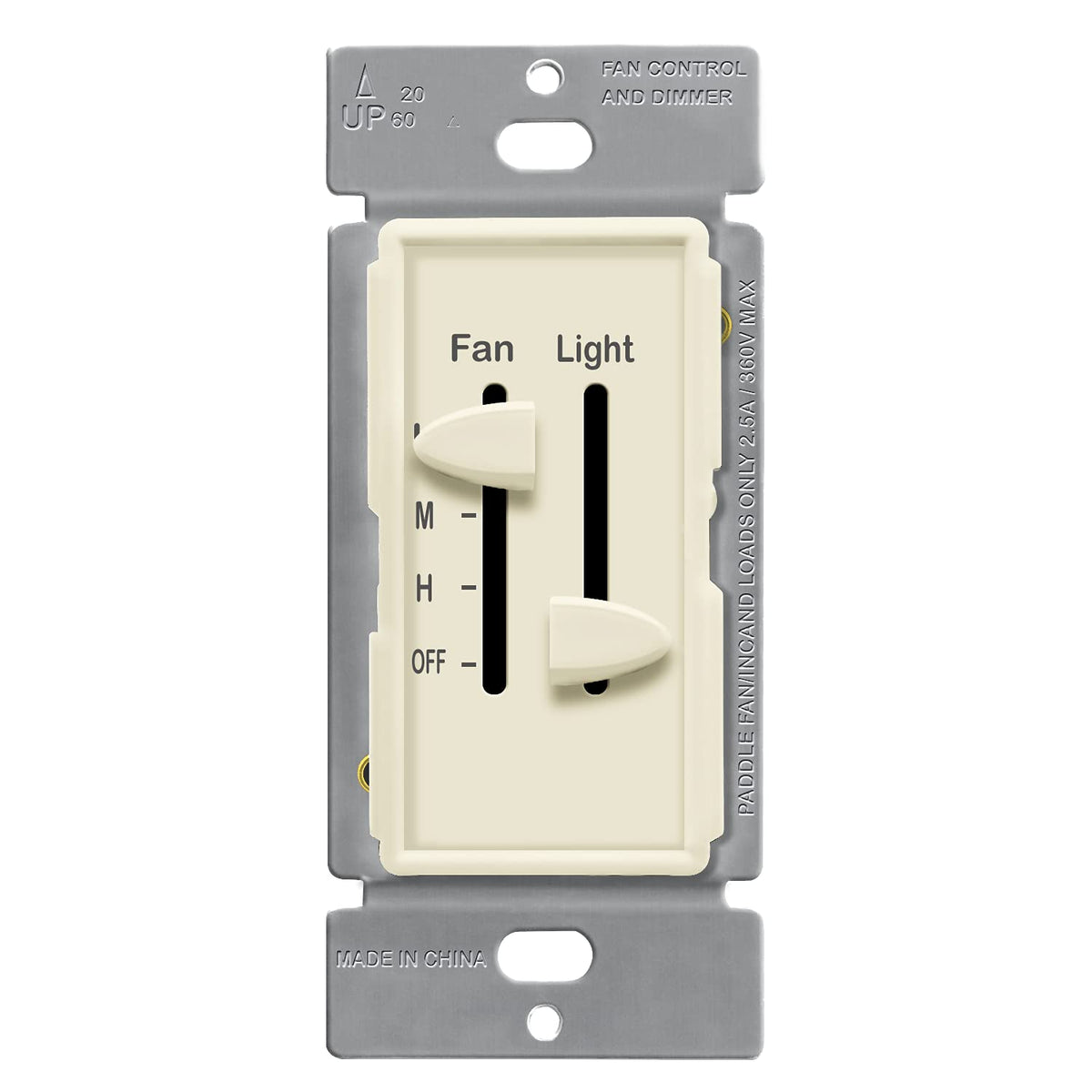 White 2.5A Ceiling Fan Control and LED Dimmer Light Switch N105645