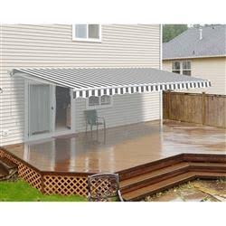 Red and White Striped Motorized Retractable Patio Awning 20x10 Feet A2079