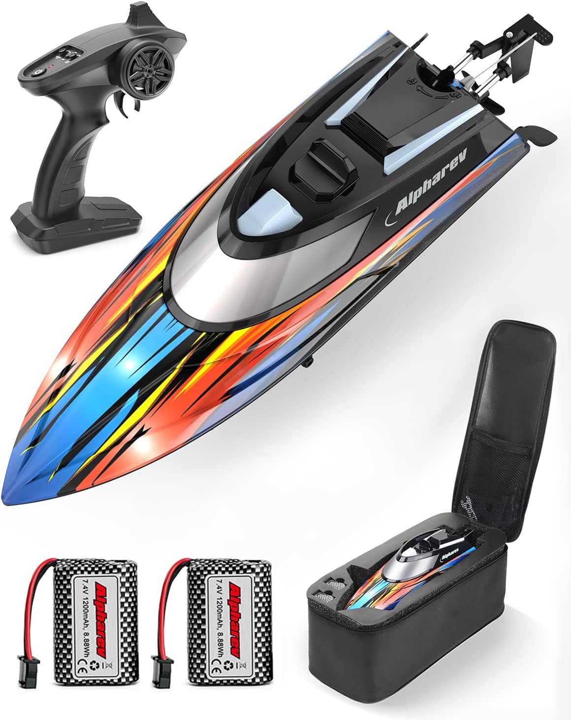 RC Boat with Case, 20+ MPH, 2.4 GHZ, Pack of 2 O114