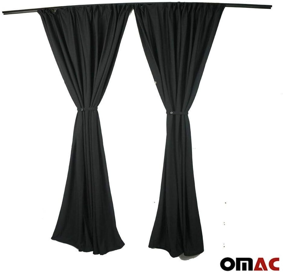 Black Campervan Divider Curtains Blinds Kit 2 pcs. Curtains 1pcs. Profiles Screws (54x39 inch) V86578