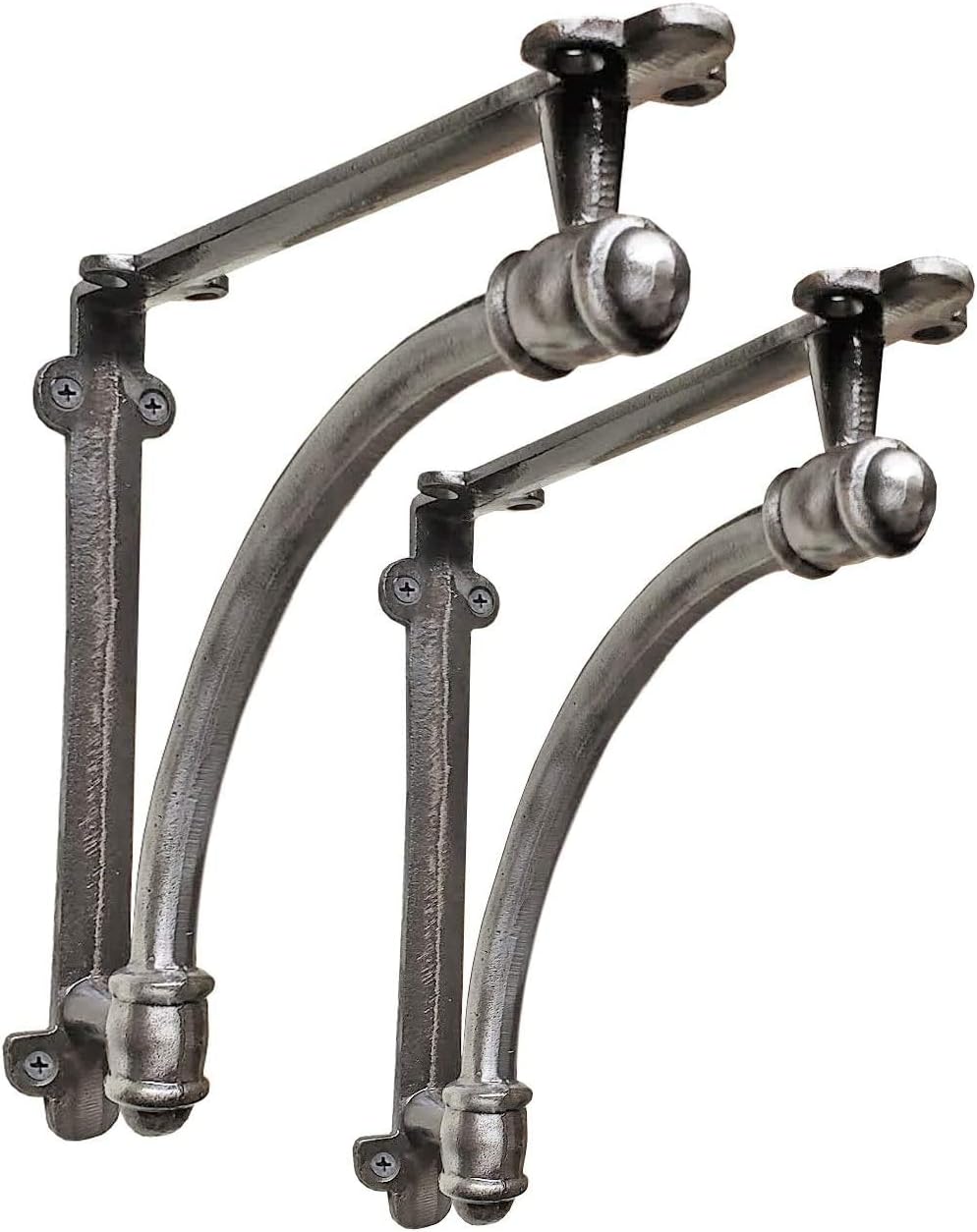 2 Pack Heavy Duty Rustic Black Iron Half Round Wall Shelf Bracket E204