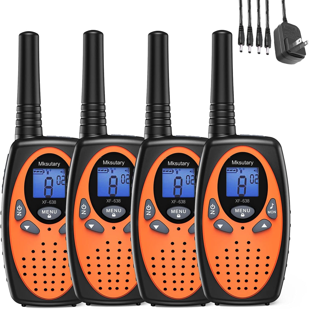 4 Pack Kids Rechargeable Walkie Talkies 22 CH 3 Miles 2 Way Radios Z94571
