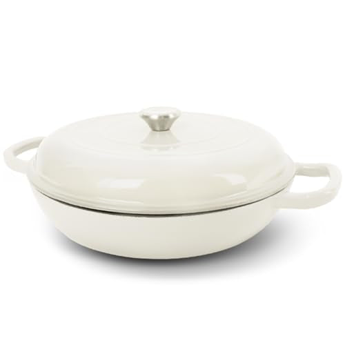 3.8 Quart Enameled Cast Iron Dutch Oven with Lid, Cream White H91759