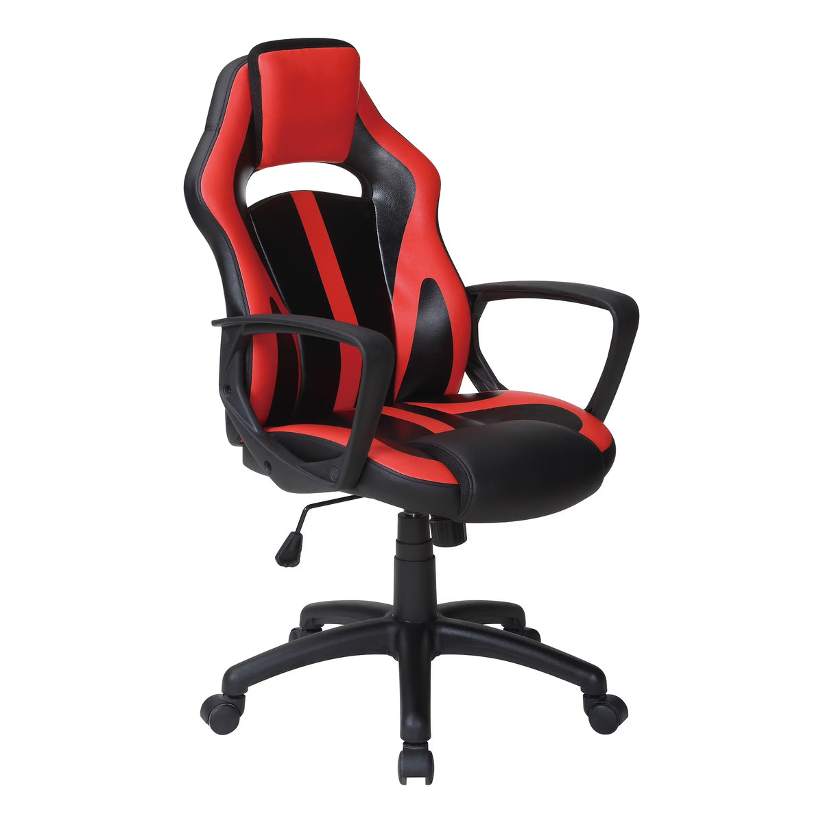 Black Faux Leather Gaming Chair with Red Accents S9805