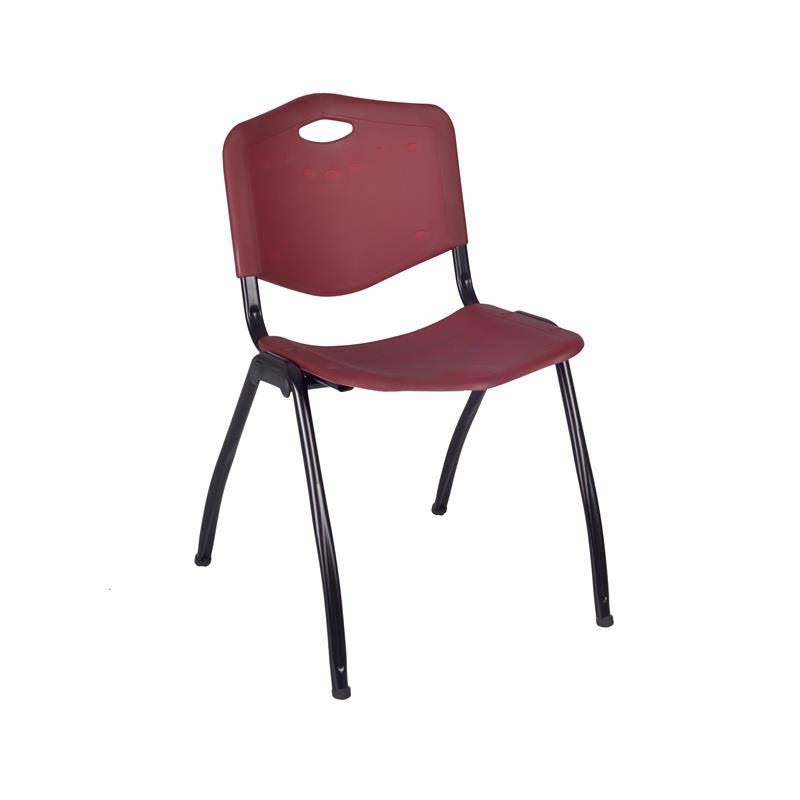 Cherry Training Table and 2 Blue Stack Chairs X392