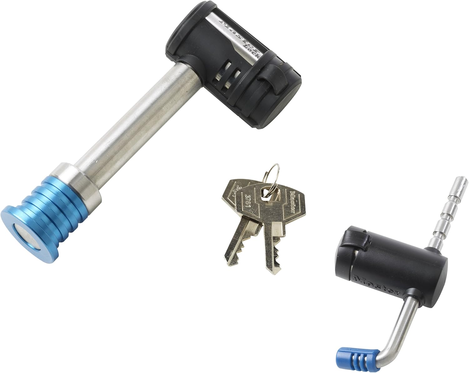 Stainless Steel Barbell Receiver and Adjustable Coupler Lock Set & Universal Trailer Hitch Lock, Black Pack of 2 L29569