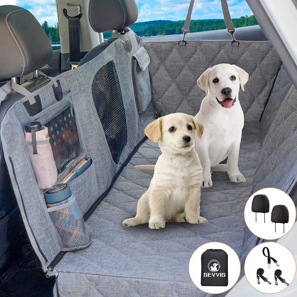 Gray Waterproof Dog Car Seat Cover with Mesh Window O2229
