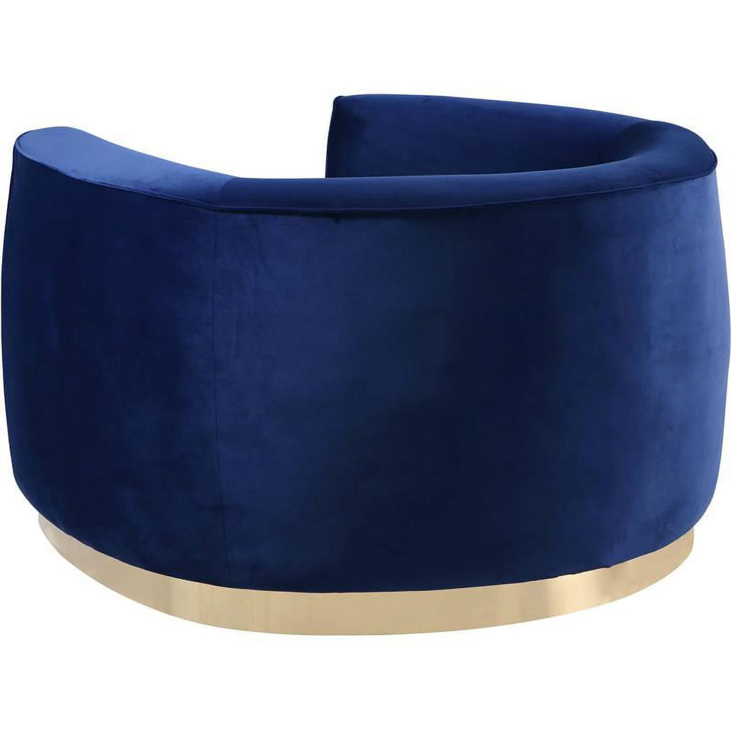 Navy and Gold Velvet Accent Chair and Chaise 2-Piece Set U5994