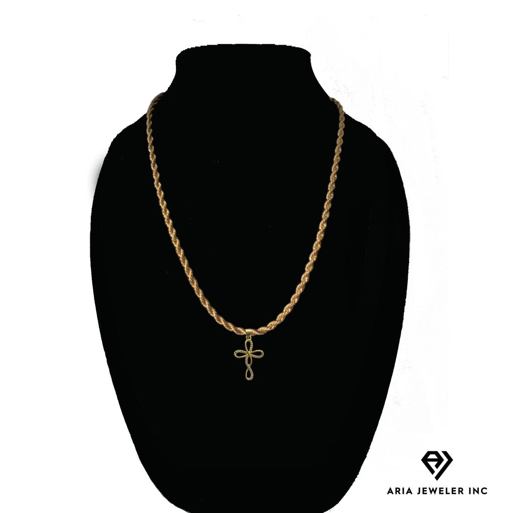 14k Bonded Gold Necklace with Infinity Cross Pendant L480006