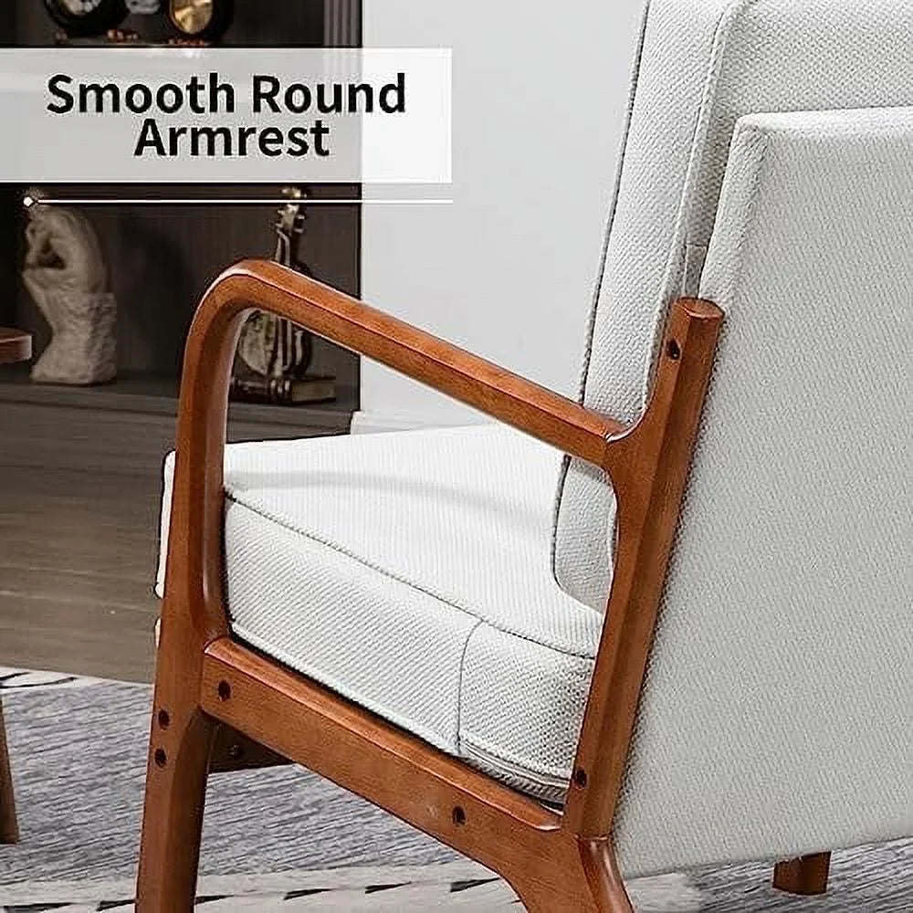 Black Linen Fabric Accent Armchair Set of 2 with Wooden Frame N895
