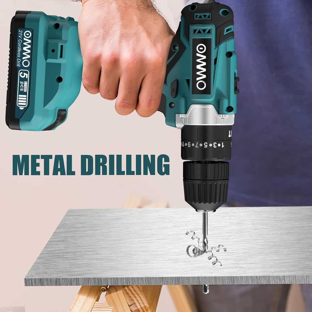 21V MAX Cordless Impact Drill with 24pcs Drill Bit Combo Set and Tool Case R181410