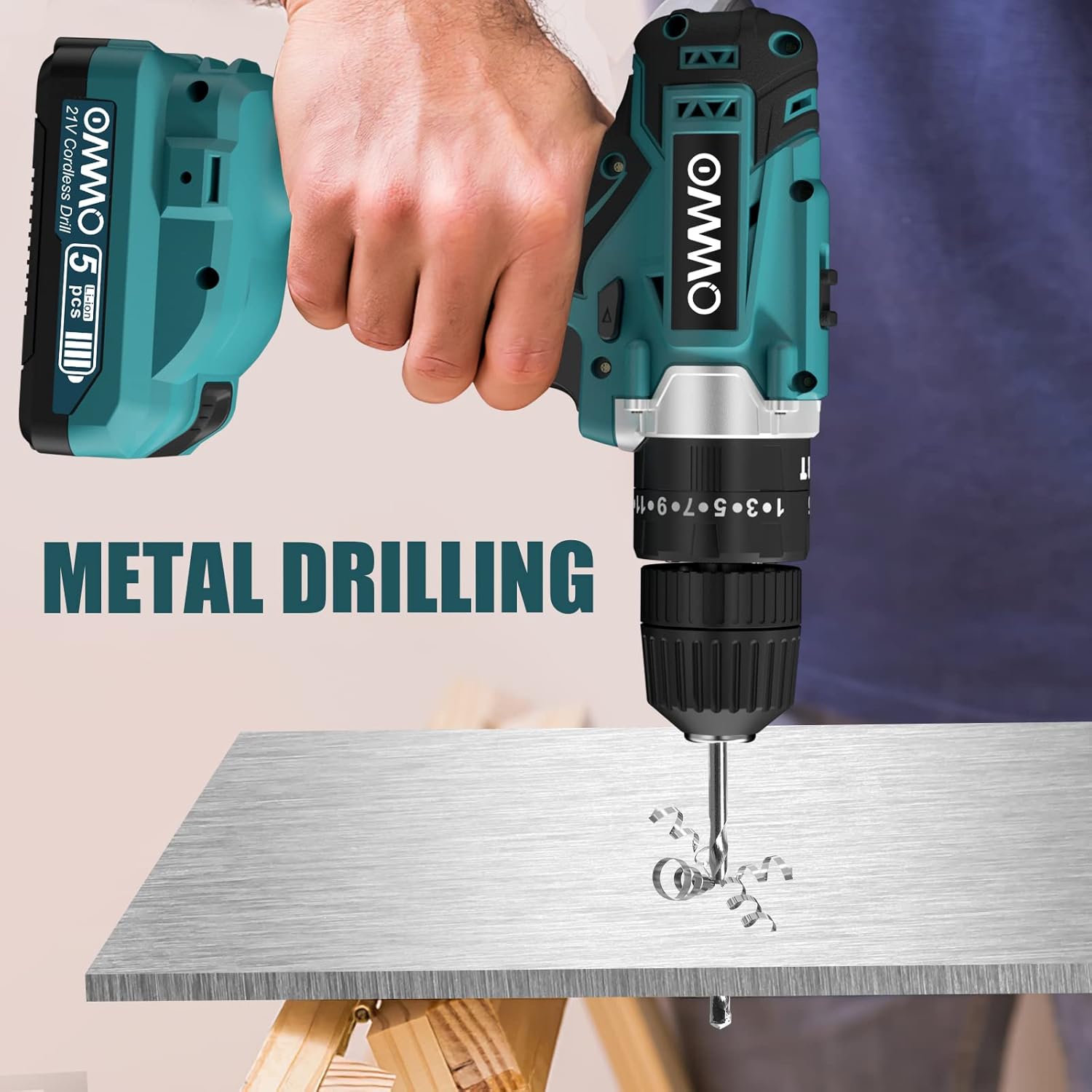 21V MAX Cordless Impact Drill with 24pcs Drill Bit Combo Set and Tool Case R181410