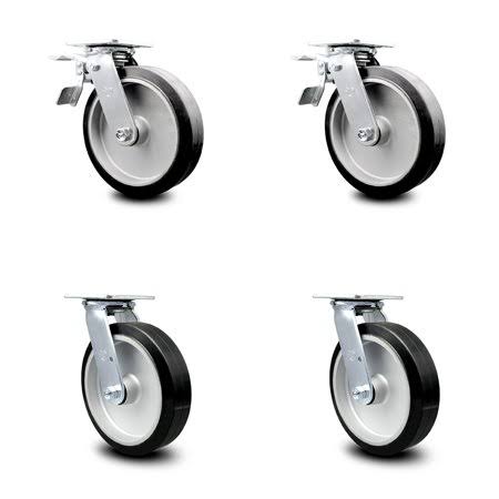 8” Rubber on Alum Caster, 2 Swivel with Total Lock Brakes Q454