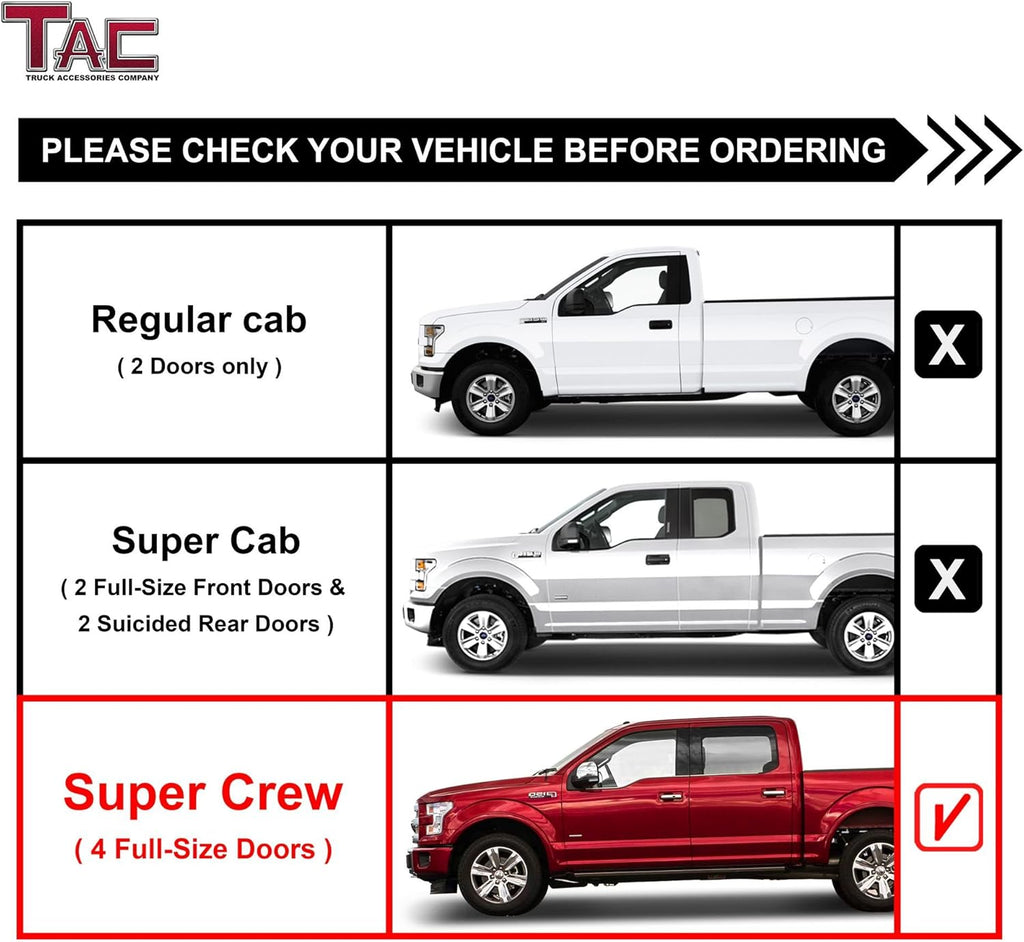 Black Fine Texture Truck Running Boards 2Pcs D78939