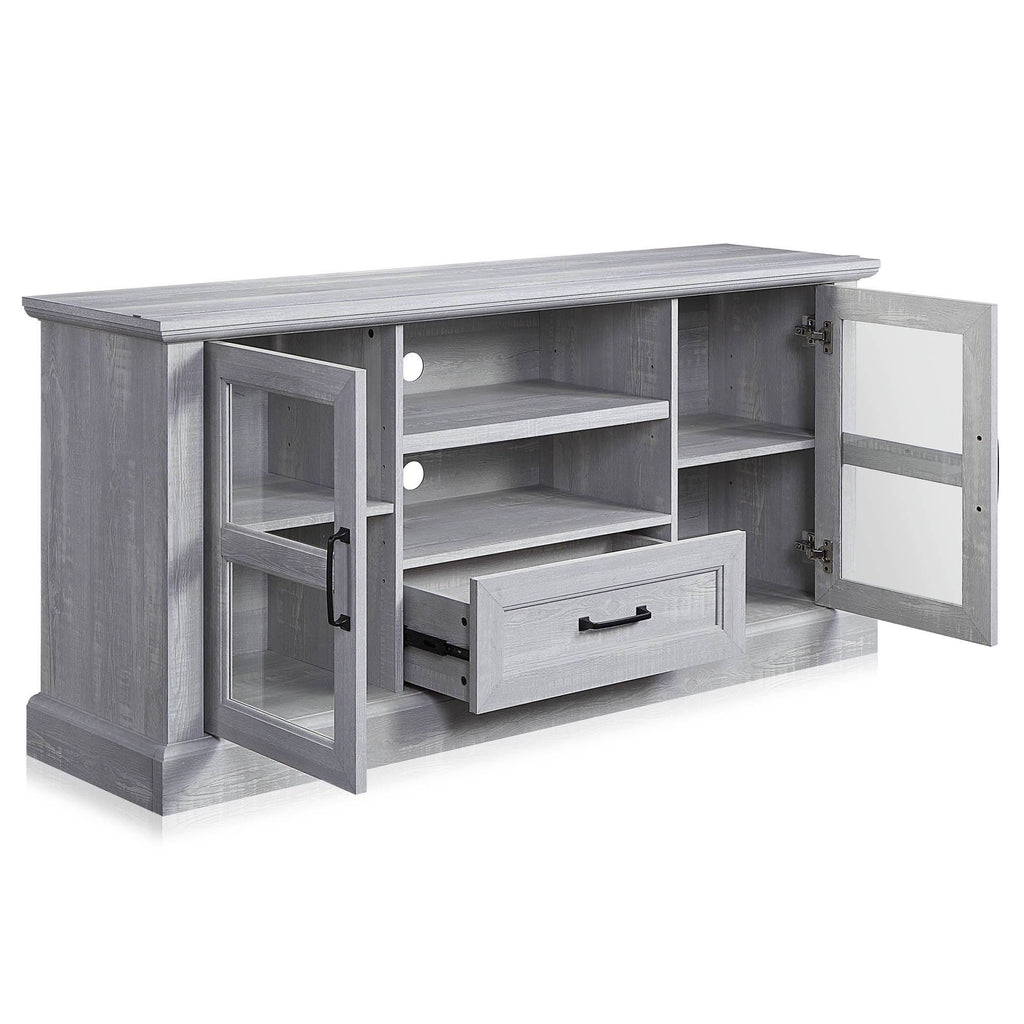 Grey Wash TV Stand with Drawer and Shelves I176246
