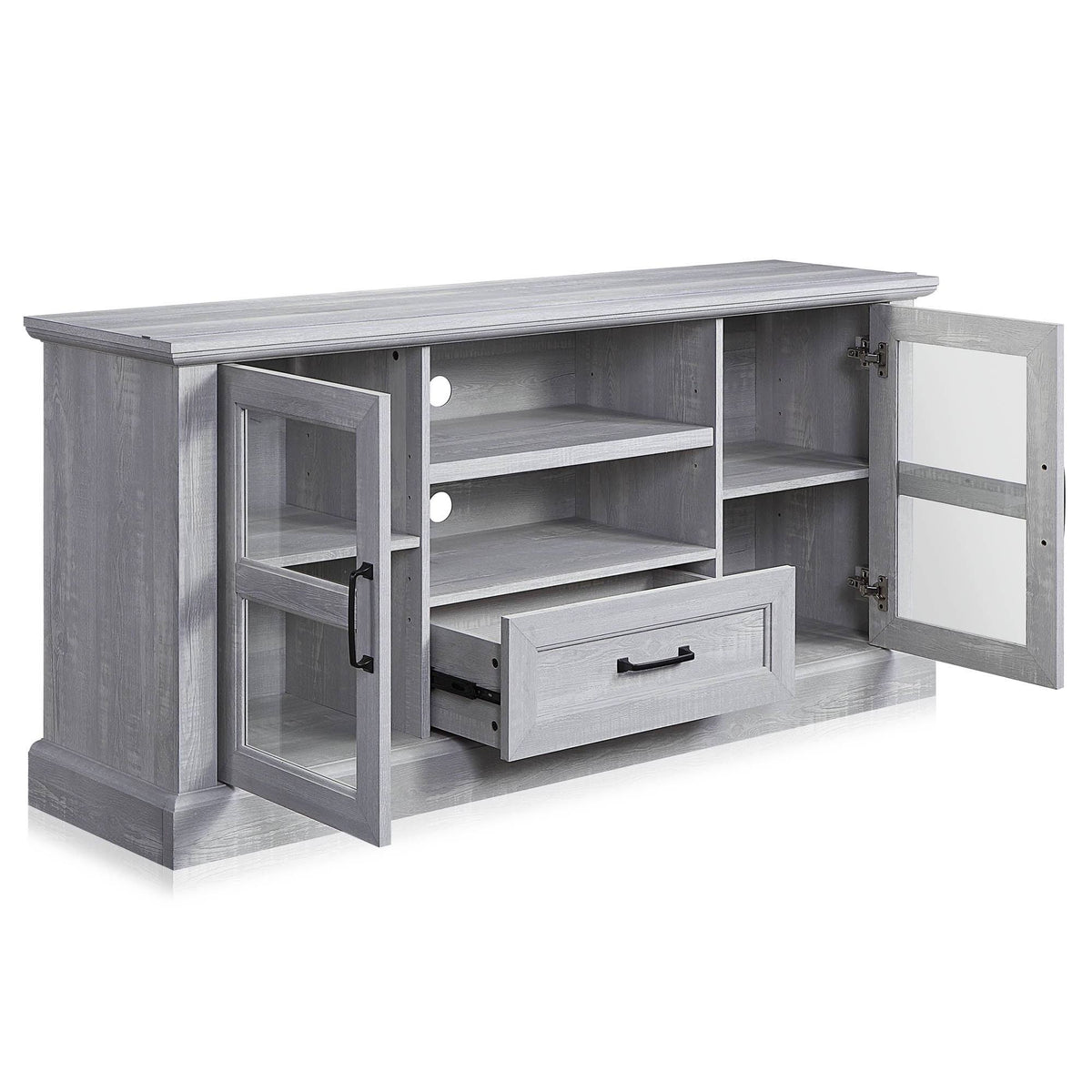 Grey Wash TV Stand with Drawer and Shelves I176246