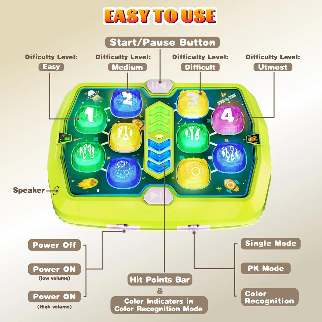 Green Interactive Whack a Mole Game with 2 Soft Hammers R8534