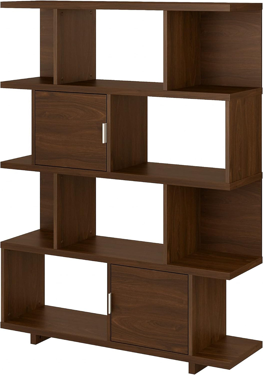 Modern Walnut Etagere Bookcase with Doors K771983