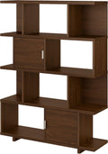Modern Walnut Etagere Bookcase with Doors K771983