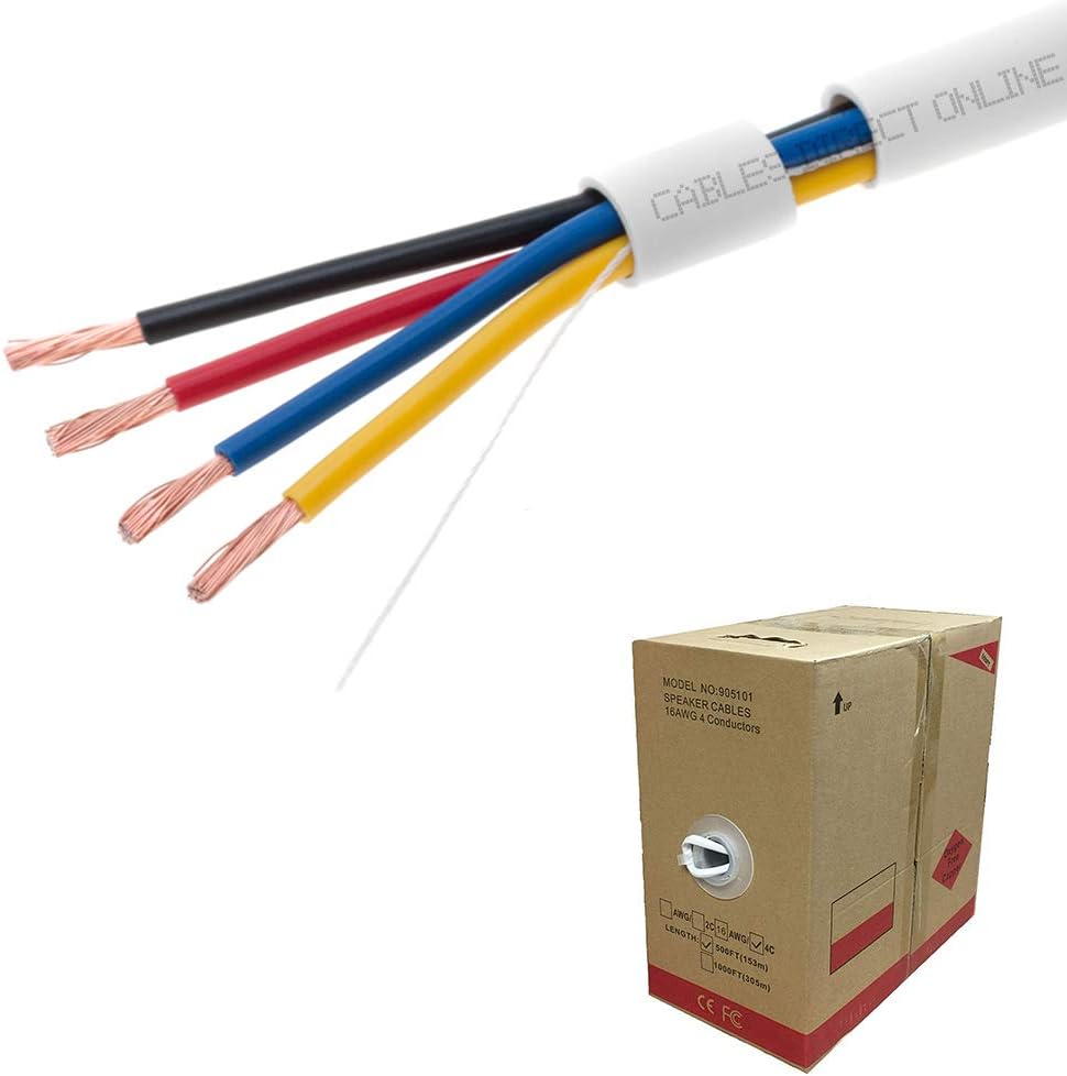 500FT 16/2 Bulk Speaker Wire 16AWG CL2 in Wall Audio Cable Pack of 2 E45760